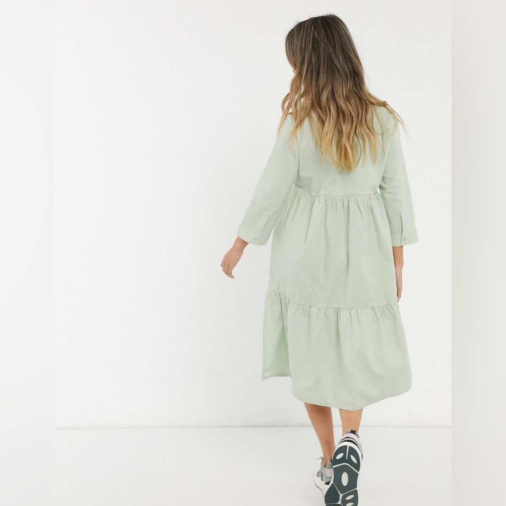 JDY shirt cotton dress with 3/4 sleeve in mint size 36 - Picture 3 of 14